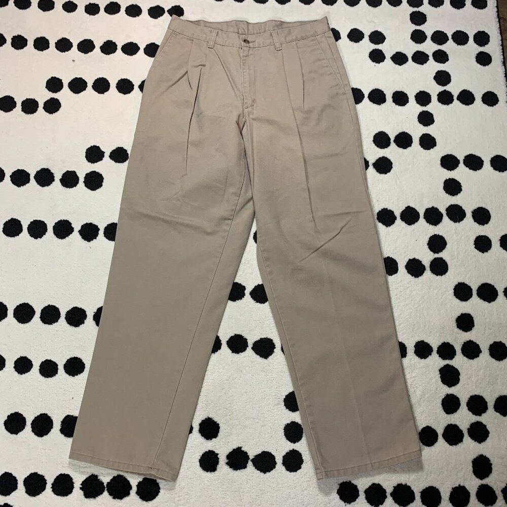 Levi's Vintage Khaki Pleated Chino Pants Mens 33x31 Tan 80s 90s Preppy Business